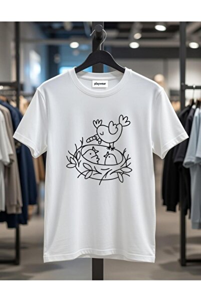 playwear PLAY WEAR Tricou unisex cu imprimeu MINIMAL BIRD'S NEST, cu decolteu...