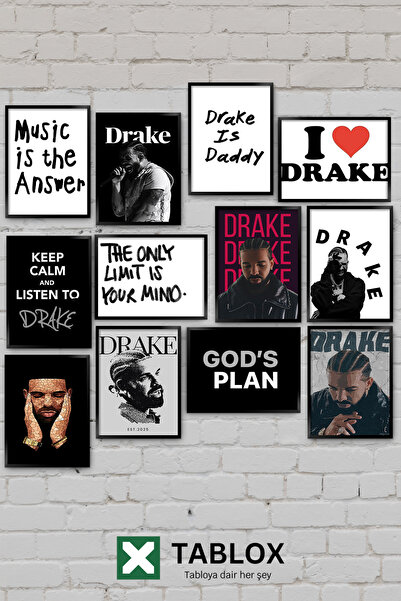 TABLOX 12 Parça Drake Hip Hop Rap Müzik Şarkıları Albüm Estetik Dekoratif MDF...