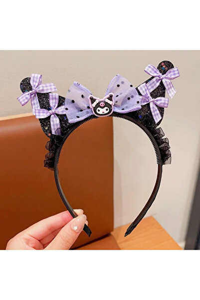 darko Sanrio Kuromi Siyah Mor Taç Saç Bandı Kurdeleli Kuromili Kız Çocuk Taç ...