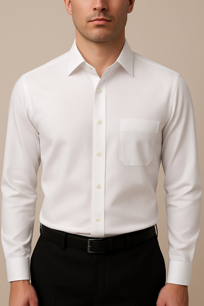 Zikuv Regular Fit Classic Cut Long Sleeve Easy-Iron Breathable Texture Tie-Do...