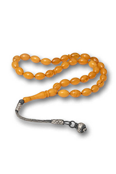 MEVAFA Silver Kazaz Tasseled Tight Amber Rosary