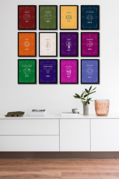 TABLOX 12 Pieces Astrology Signs Zodiac Map Spiritual Manifest Universe Decor...