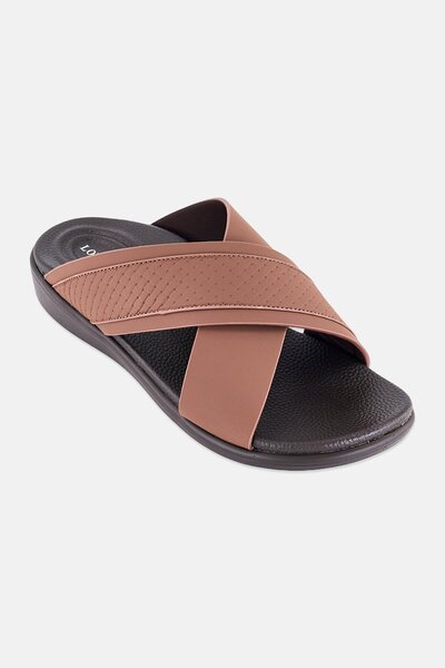 London Fog Men Slip On Arabic Sandals, Brown