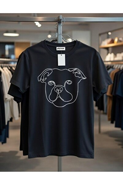 playwear PLAY WEAR Tricou unisex cu imprimeu MINIMAL PITBULL, cu decolteu rotund