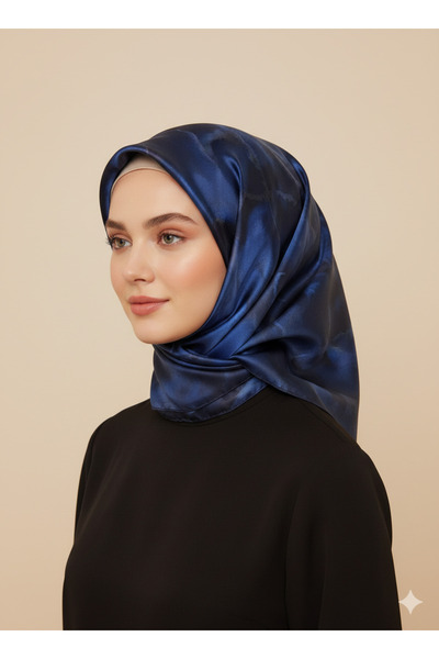 Armine 100% Sura Navy Blue Colored Pure Silk Scarf 90X90 New Season 2026 Spri...