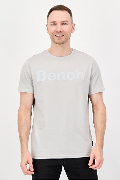 BENCH Men Crew Neck Short Sleeve Brand Logo T-Shirt, Grey