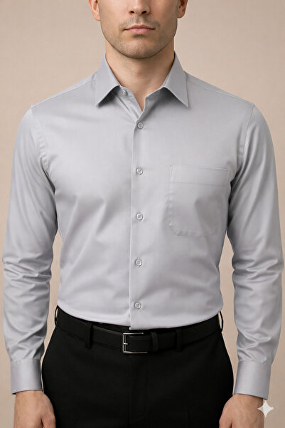 Zikuv Regular Fit Classic Cut Long Sleeve Easy-Iron Breathable Texture Tie-Do...