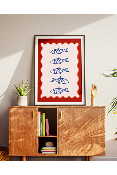 913art Akışın Tersine Balık Çerçeveli Poster