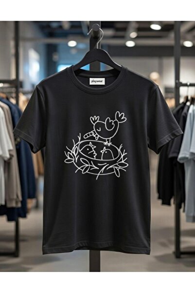playwear PLAY WEAR Tricou unisex cu imprimeu MINIMAL BIRD'S NEST, cu decolteu...