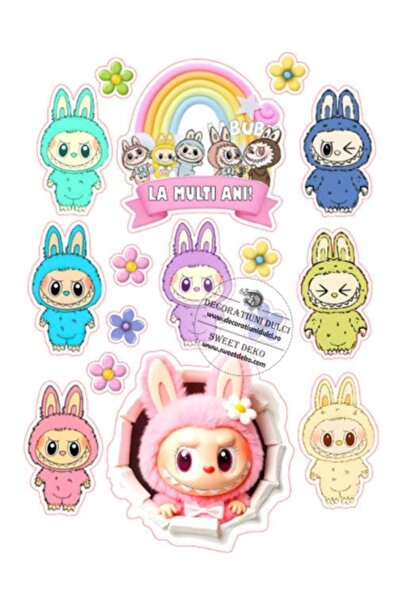 Decoratiuni Dulci Imagine comestibila Surpriza LaBubu roz - Decupat