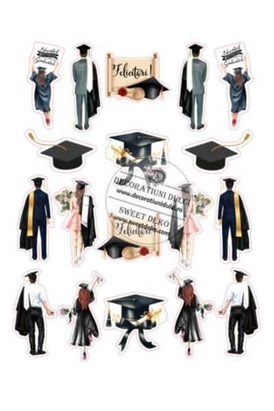 Decoratiuni Dulci Graduate silhouettes for cake or festive table decoration -...