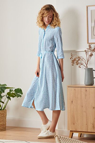 Tchibo Women All Over Print Midi Dress, Blue