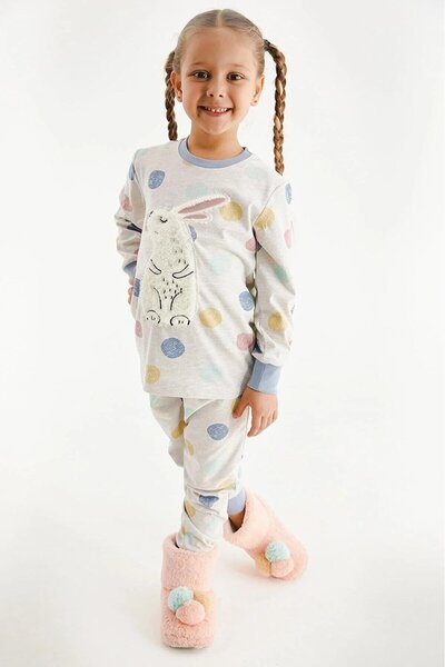 Zekids Girl's Cotton Long Sleeve Rabbit Pajama Set
