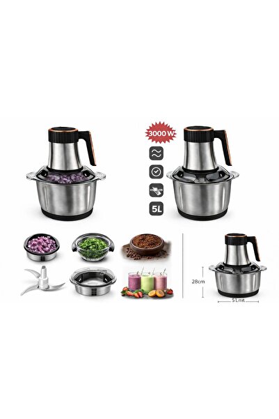 ATLT ATLANTİS 3000W 5 LİTRE ÇİFT ELEKTİRİKLİ DOĞRAYICI RONDO MUTFAK ROBOTU ÇO...