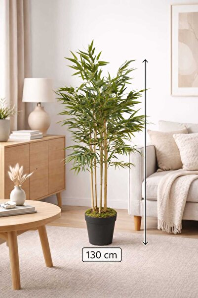 MAKİ DEKOR YAPAY BAMBU 6 GÖVDELİ LÜKS YAPRAKLI 130 CM BOYUNDA DEKORATİF MODER...