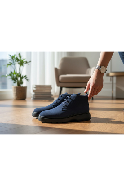 USLU STORE Hakiki Süet Deri Erkek Siyah Bot Kaydırmaz Taban