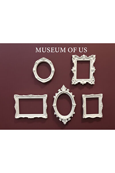 LUBIKO STUDIO 5'li Mini Beyaz Çerçeve Seti Sevgililer Günü Mini Müze Dekoru- ...