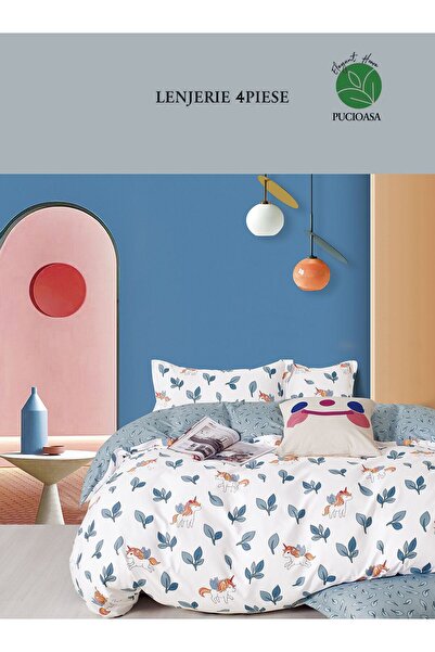 trendyhome Bed Linen 1 Person 4 Pieces, Fine Cotton, Modern Print