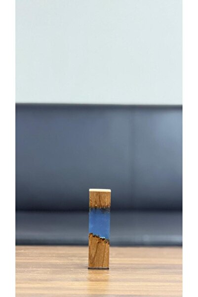 MOSTAFA Wooden table lamp with built-in LED lighting, blue color