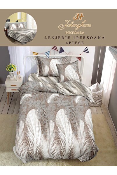 trendyhome Bed Linen 1 Person 4 Pieces, Fine Cotton, Modern Print