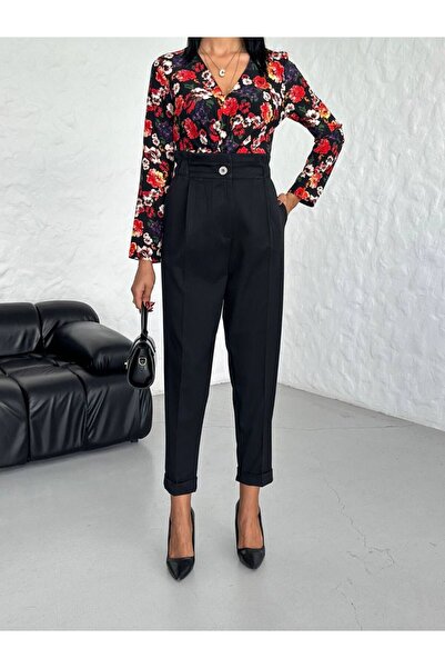 Flaubert PANTALONI DE DAMĂ CU TALIE ÎNALTĂ ȘI DETALII DE BUMBAC