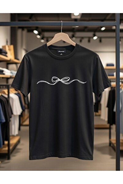 playwear PLAY WEAR Tricou unisex cu imprimeu MINIMAL LINE RIBBON, cu decolteu...