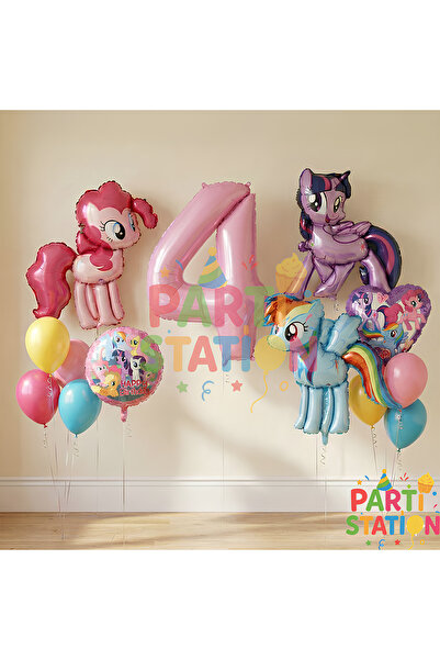 Parti Station My Little Pony Temalı 4 Yaş Balon Seti 14 Parça Doğum Günü Balon