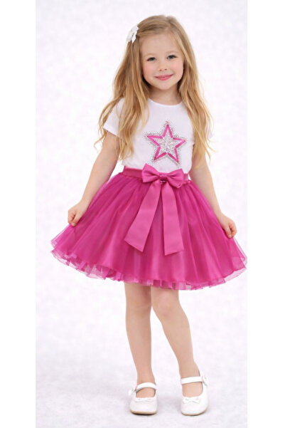 Nacar 23 Nisan 29 Ekim Kız Çocuk Taş Yıldız Detaylı T-shirt&Tütü Etek Takım -...