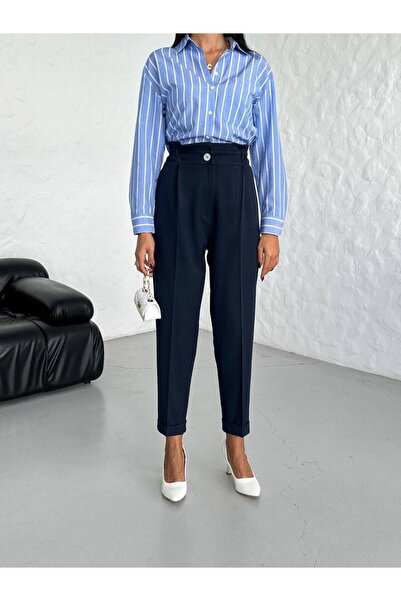 Flaubert PANTALONI DE DAMĂ CU TALIE ÎNALTĂ ȘI DETALII DE BUMBAC