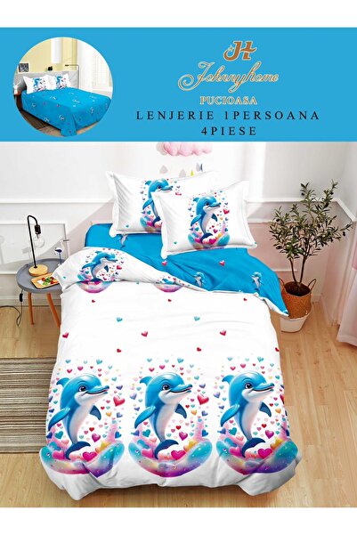 trendyhome Bed Linen 1 Person 4 Pieces, Fine Cotton, Modern Print