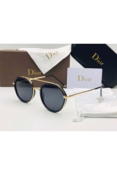 Generic نظارات شمسية من ديور سوداء بإطار ذهبي