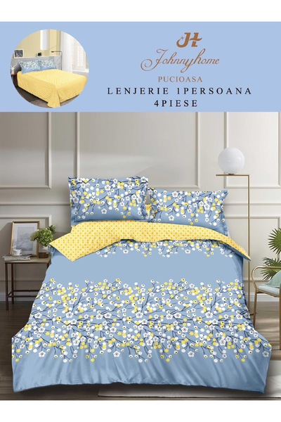 trendyhome Bed Linen 1 Person 4 Pieces, Fine Cotton, Modern Print