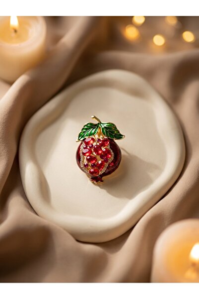 SR Jewelry Box Büyük Nar Figürlü Taşlı Broş – Bereket ve Şans Sembolü, Zarif ...