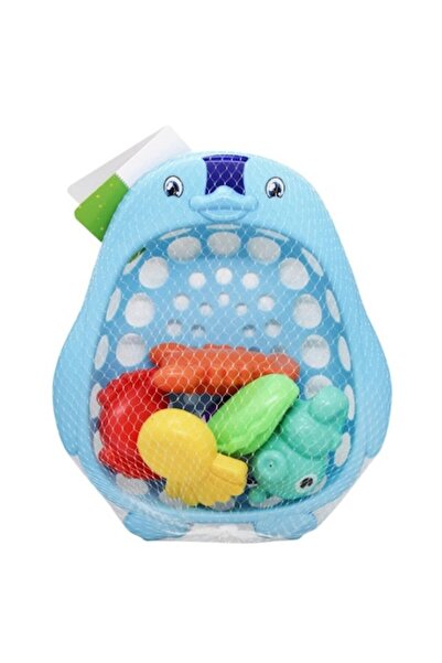 Toy Toy Toy Set de jucării de baie, coșuleț albastru cu pești și creaturi marine