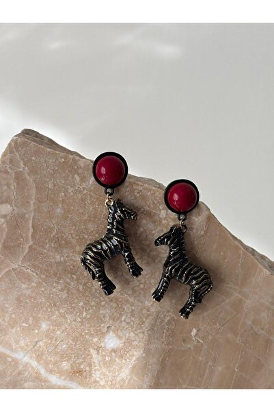 BIJUTERI Zebra Figure Earrings