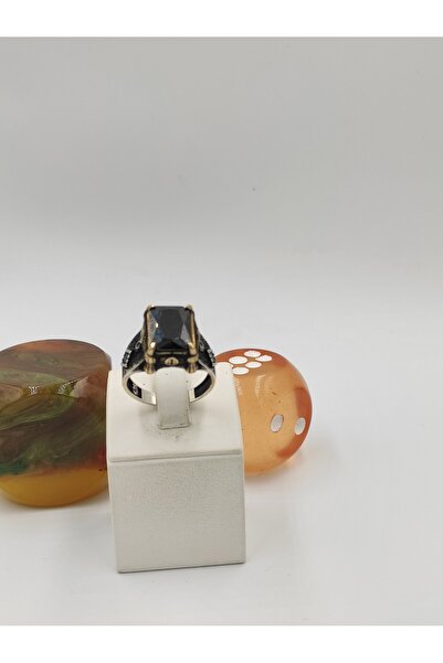 ALTUNTAŞ SİYAH KEHRİBAR TAŞLI 925 AYAR 25 MM 12,80 G. ERKEK YÜZÜĞÜ