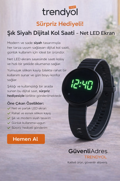 HAYATINIZI KOLAYLAŞTIRIN Dokunmatik Dijital Kol Saati – Net LED Ekran, Şık Be...