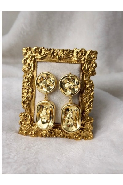 NO BRAND Liquid Gold Tasarım Sallantılı Küpe