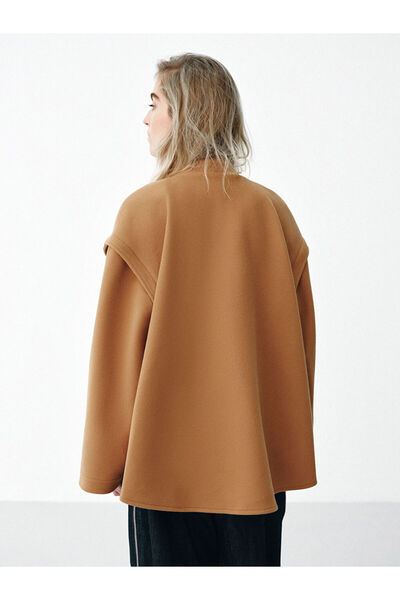 LC Waikiki Καφέ Γυναικείο Παλτό με Αποσπώμενα Μανίκια