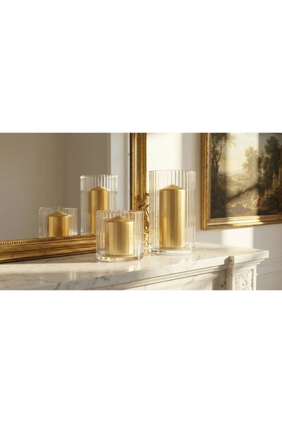 GLASSY Işığın En Zarif Hali: El İşçiliği Optik Silindir Mumluk & Vazo Seti(10...