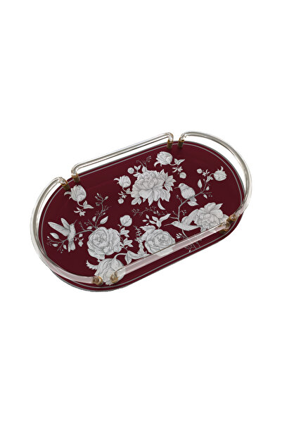 Sivella صينية بيضاوية من البليكسي جلاس بلون وردي بورجوندي