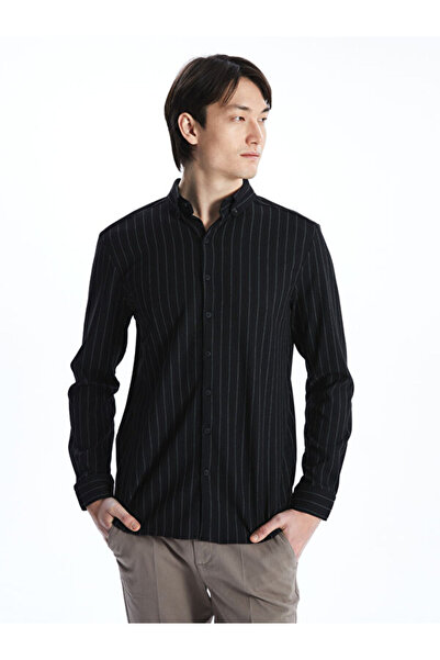 LC Waikiki Rmz Gi̇yi̇m Farkiyla Slim Fit Long Sleeve Striped Men's Shirt