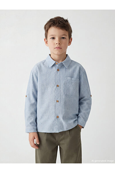 LC Waikiki Özmarka Нова колекция Раирана ленена смес Момчешка риза