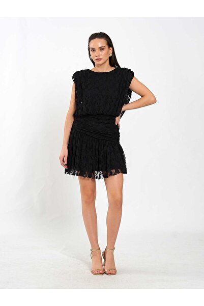 Coral Sleeveless Lace Padded Dress 111700 Black
