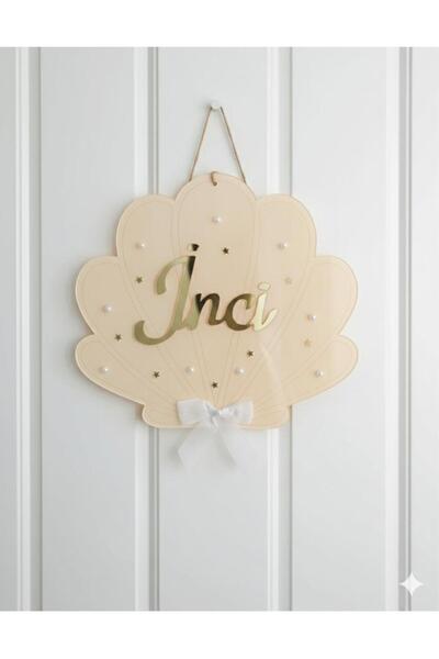 renkli mi renkli tasarım dünyası pleksi incili gold istiridye bebek kapı süsü...