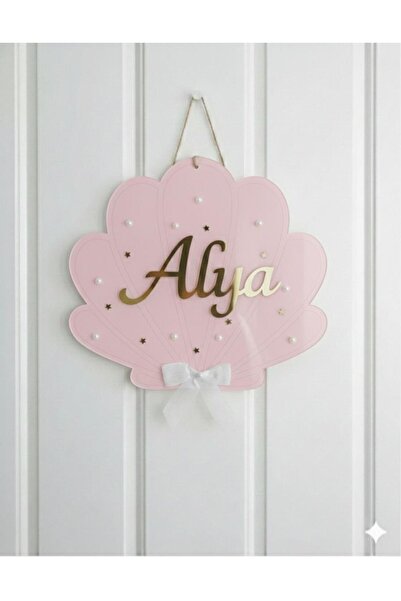 renkli mi renkli tasarım dünyası pleksi incili gold istiridye bebek kapı süsü...