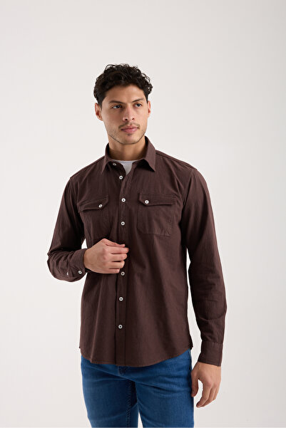 STEEL FABRİC Uzun Kol Cep Detaylı Teri Emen Pamuklu Parça Boyama Yıkama Regul...