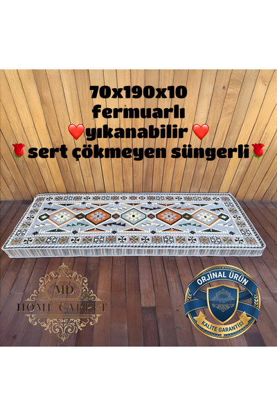 mdhomecarpet Şark Köşesi Minderi 70x190x10 Çökmeyen Süngerli Fermuarlı Yıkana...