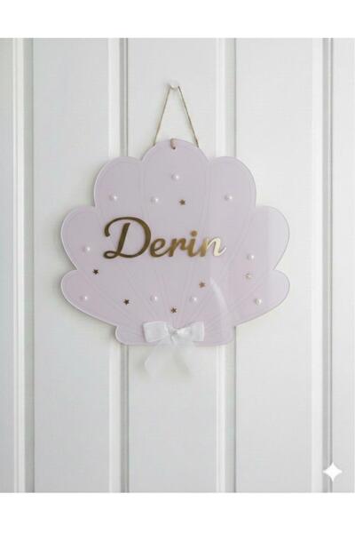 renkli mi renkli tasarım dünyası pleksi incili gold istiridye bebek kapı süsü...