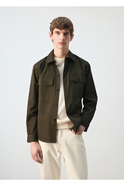 MANGO Man Cepli %100 pamuklu gömlek ceket